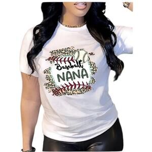 Baseball Nana White T-Shirt - Size XL - Polyester